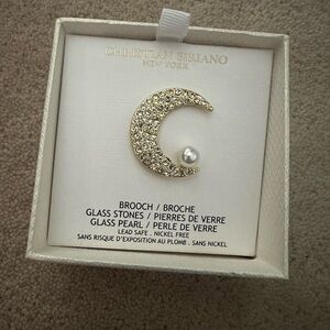 Christian Siriano Sparkling Gold Moon Brooch
